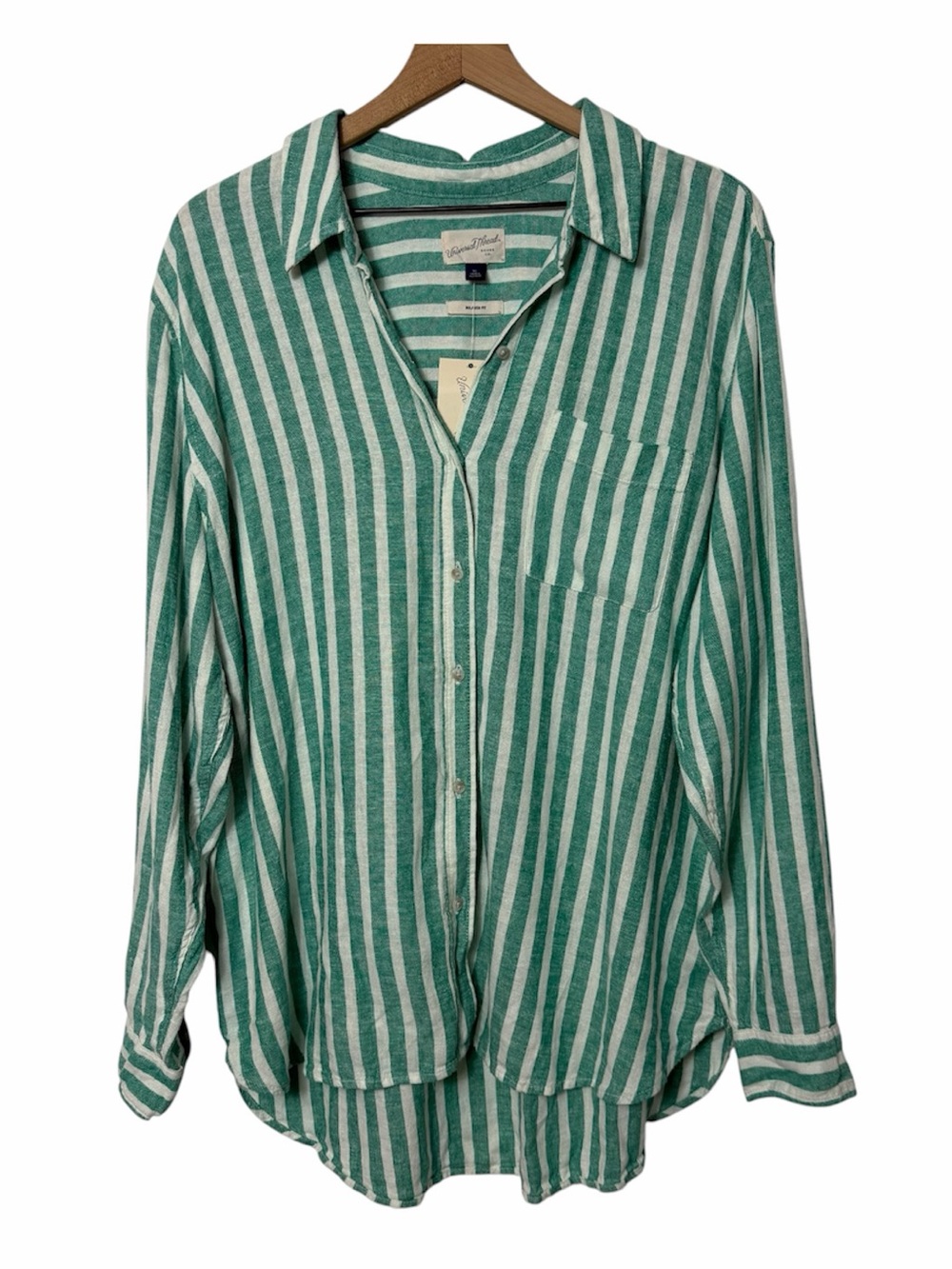 Universal Thread Green White Striped Blouse XL NWT